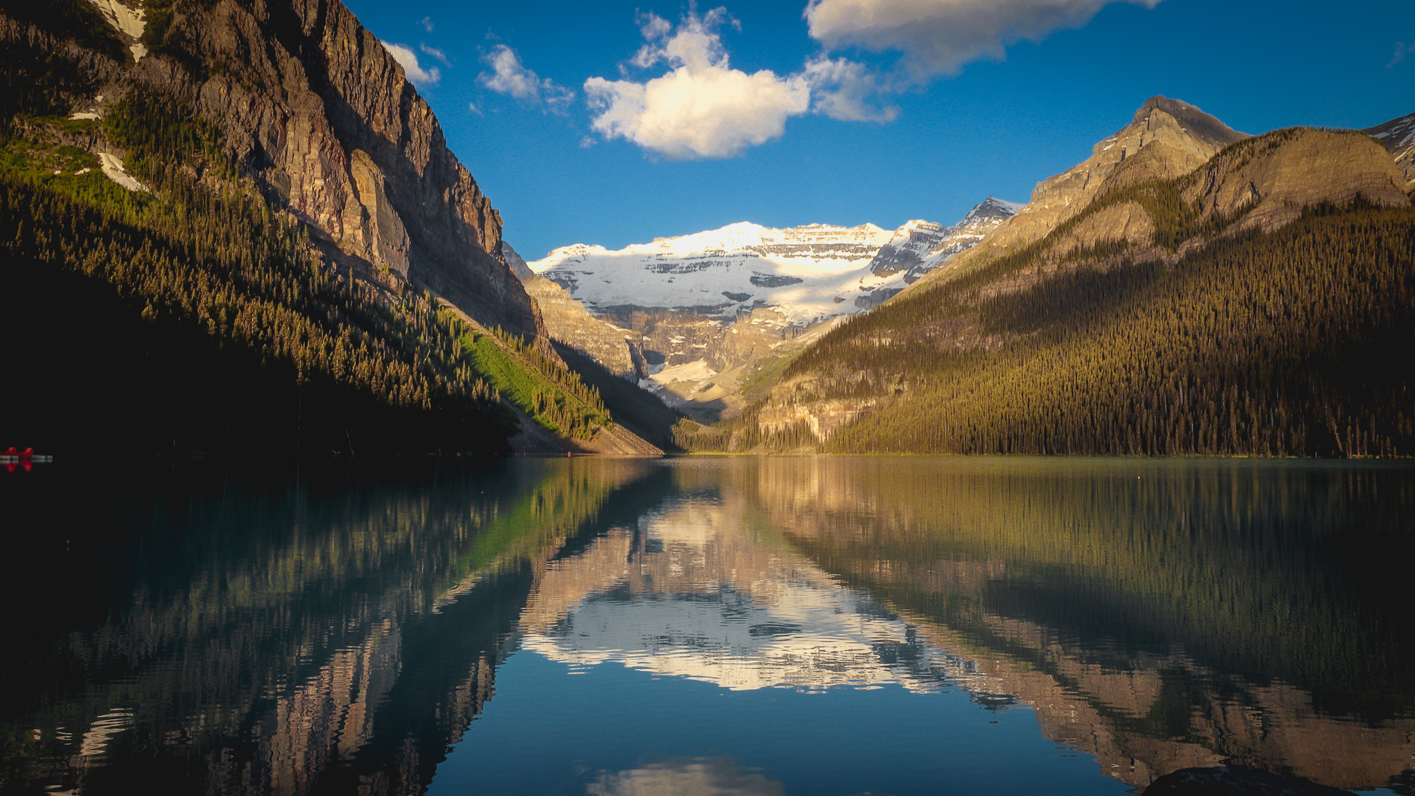 Lake Louise is well known for its brilliant turquoise water, fed from melting glaciers. But in the early morning hours, with the sun barely touching the surrounding peaks, a hidden beauty emerges. No less stunning, it highlights how everything has unremarked qualities that can be brought out in the right circumstances.